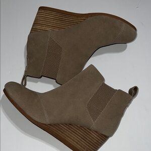 Toms Taupe Wedge Ankle Booties